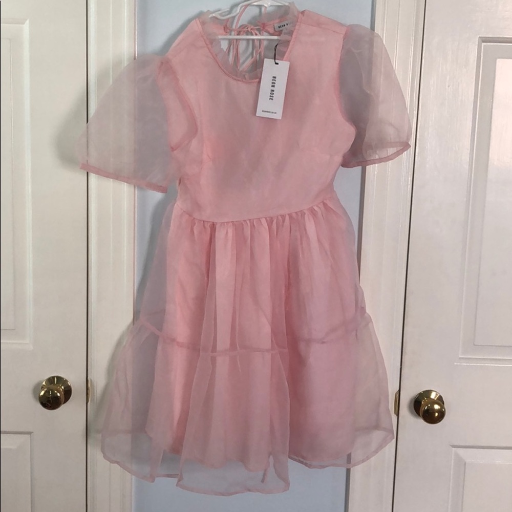 Neon rose pink mini dress